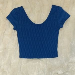 Bright Blue Textured Crop Top